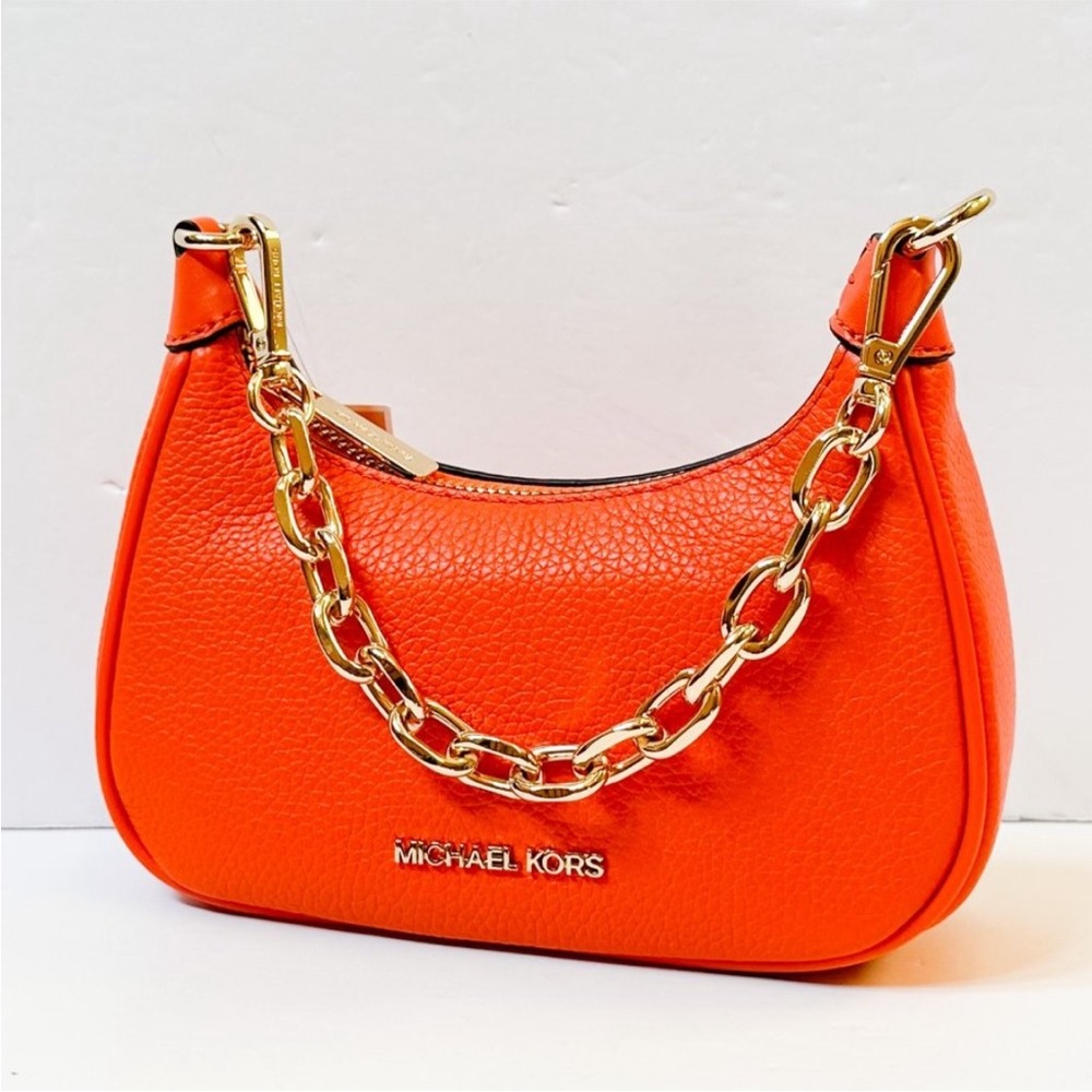 Michael Kors CORA MINI Zip Pouchette Shoulder Crossbody Bag Poppy - Picture 5 of 14